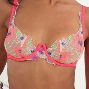 For Love And Lemons Shimmer Zinnia Embroidery Underwire Bra NWT